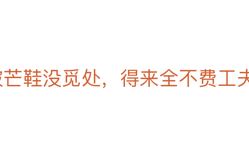 踏破芒鞋沒覓處，得來全不費工夫