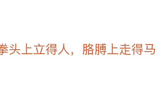拳頭上立得人，胳膊上走得馬